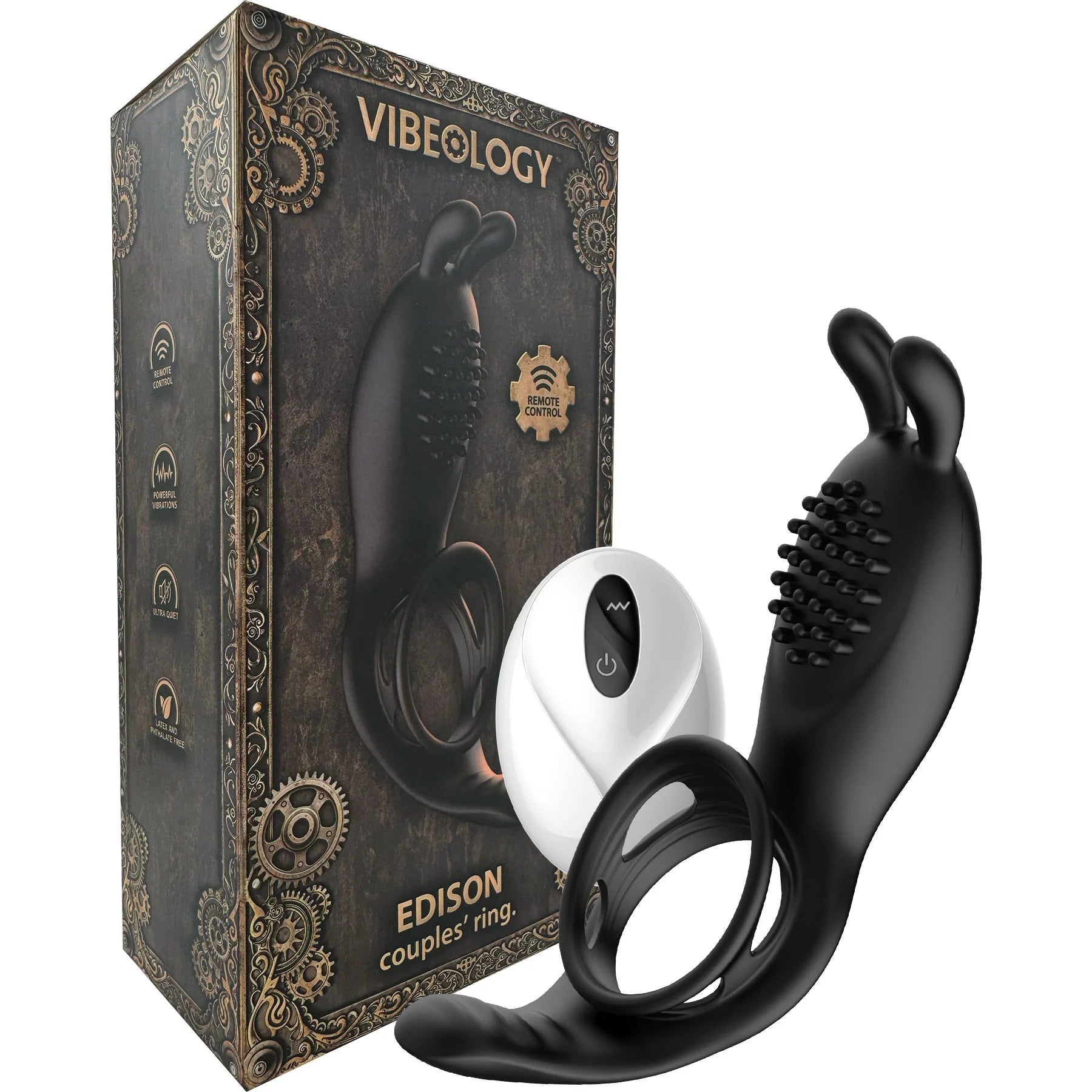Edison Vibrating Rabbit Style Cock Ring By Vibeology Edison Vibrating Rabbit Style Cock Ring By Vibeology
