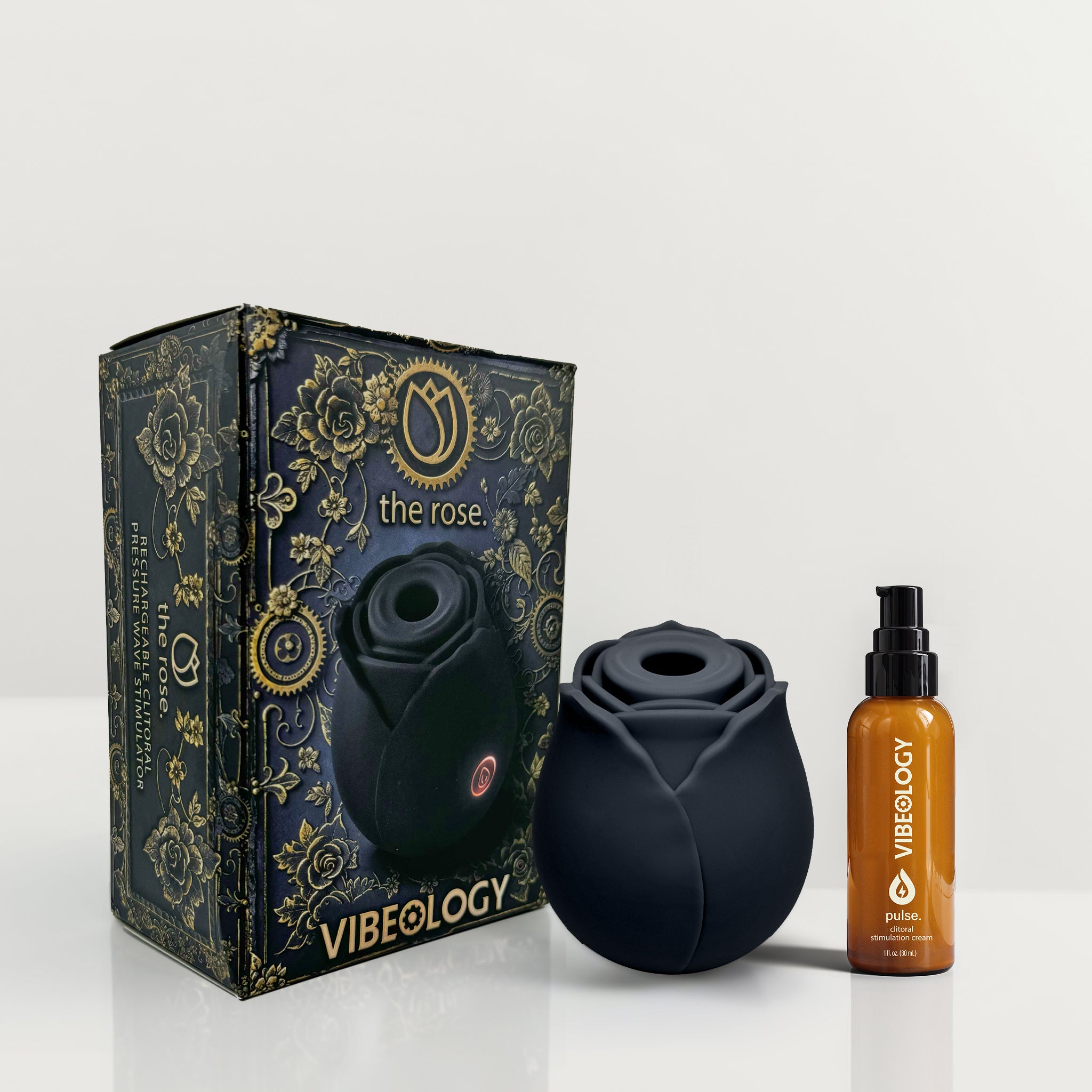 perfect pairings - the rose pressure wave stimulator & 1 oz pulse stimulation cream